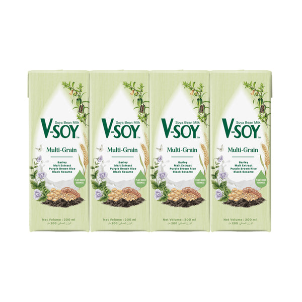 V-Soy Multi-Grain Soya Bean Milk 200ml x 4 (highest price)