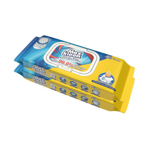 Maxkleen 9 Anti-Bacterial Multi-Surface Wipes 40pcs x 2