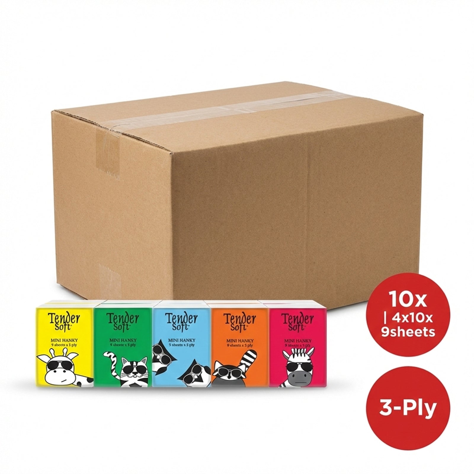 Tender Soft 3ply Mini Hanky 9sheets x 10