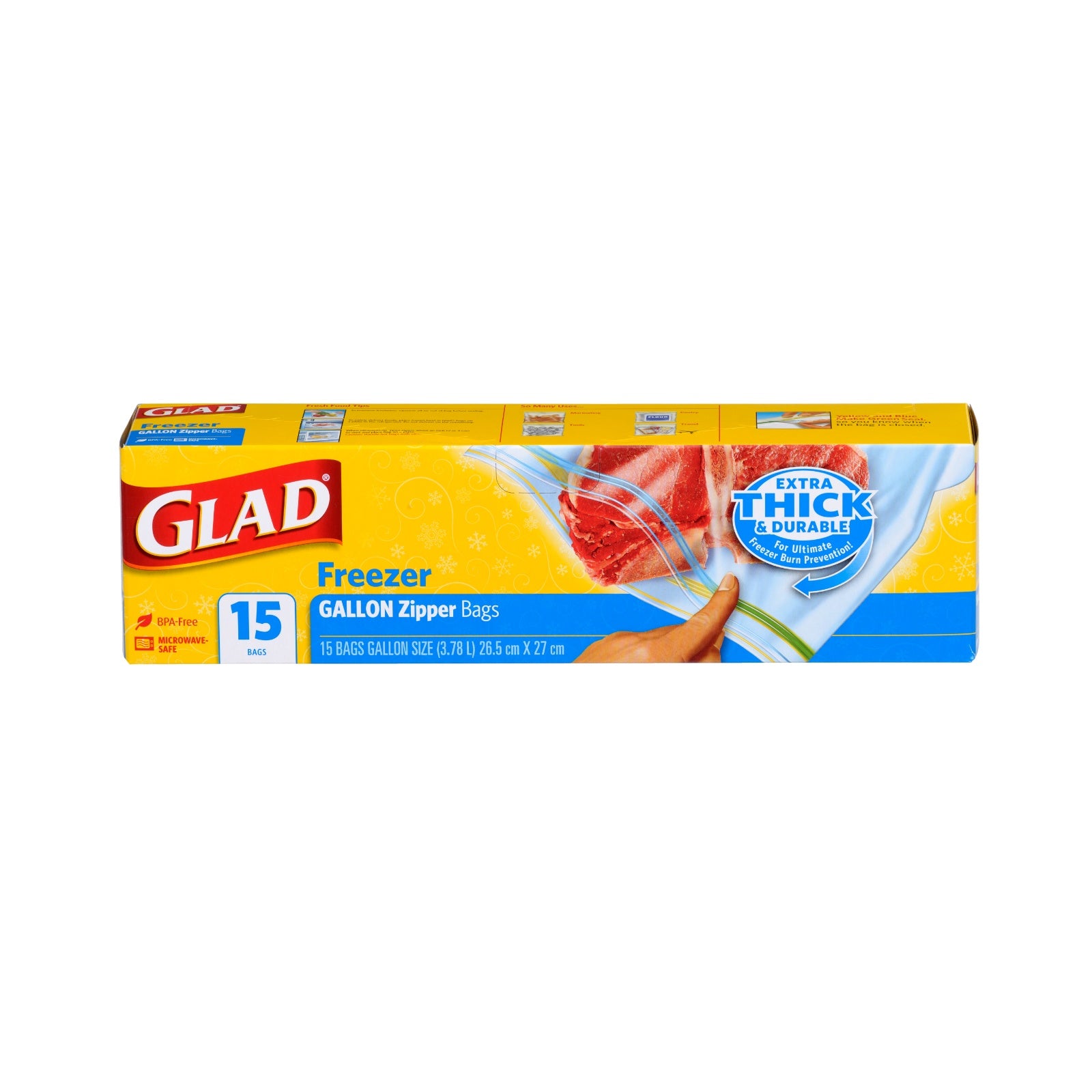 Glad Freezer Gallon Zipper Bags (Large) 15pcs/pack