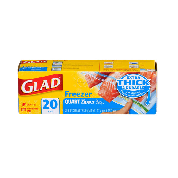 Glad Freezer Quart Zipper Bags (Small) 20pcs/pack (highest price)