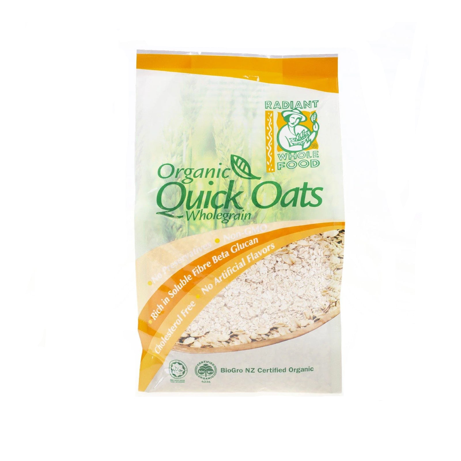Radiant Whole Food Organic Quick Oats Wholegrain 500g