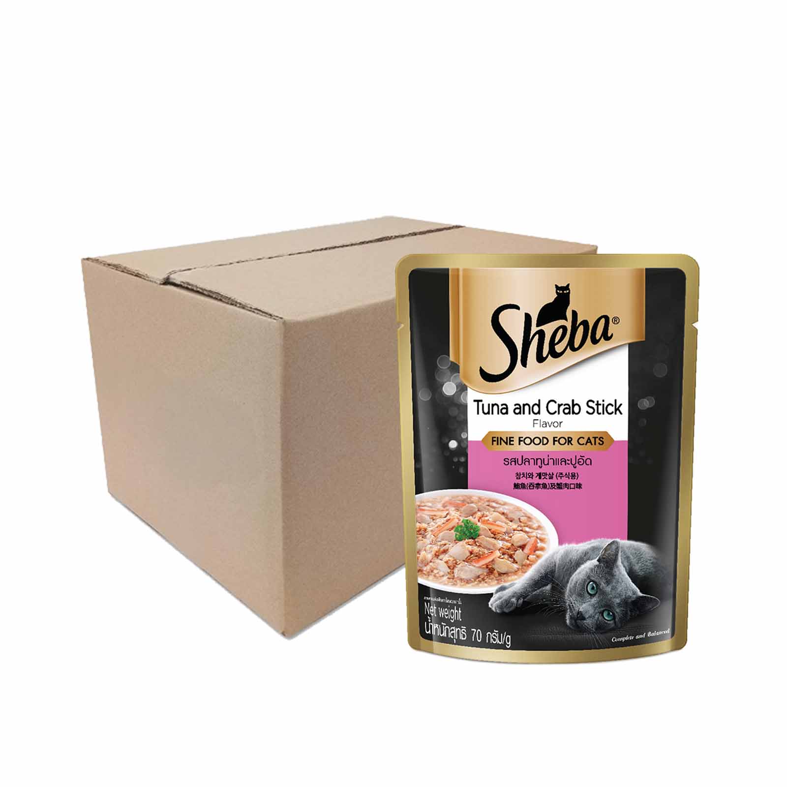 Sheba Pouch Fine Food for Cats (Tuna & Crab Stick Flavour) 70g