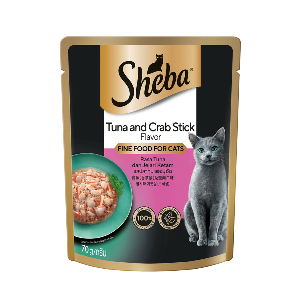 Sheba Pouch Fine Food for Cats (Tuna & Crab Stick Flavour) 70g