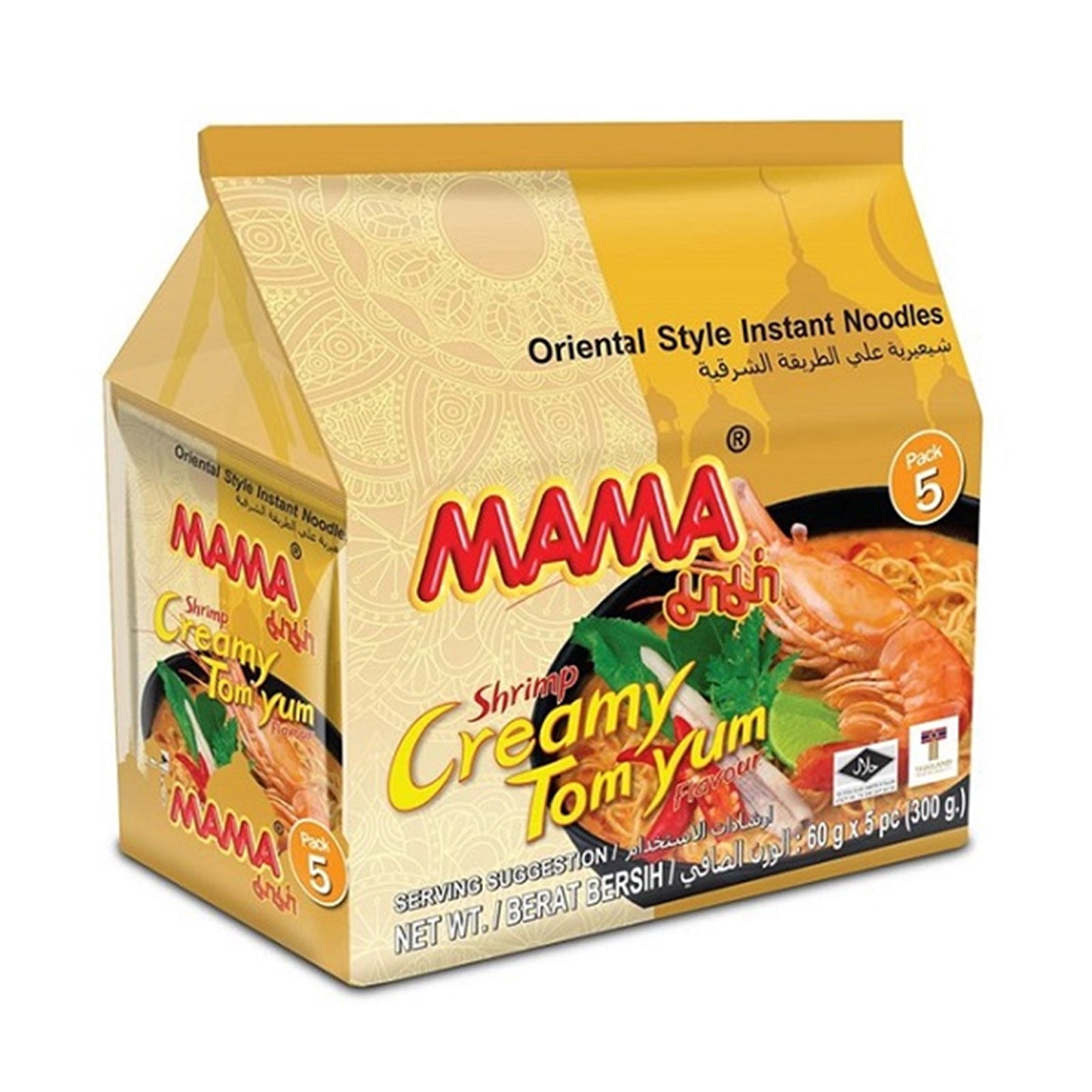 Mama Creamy Tom Yum Shrimp Flavour Instant Noodles 55g x 5