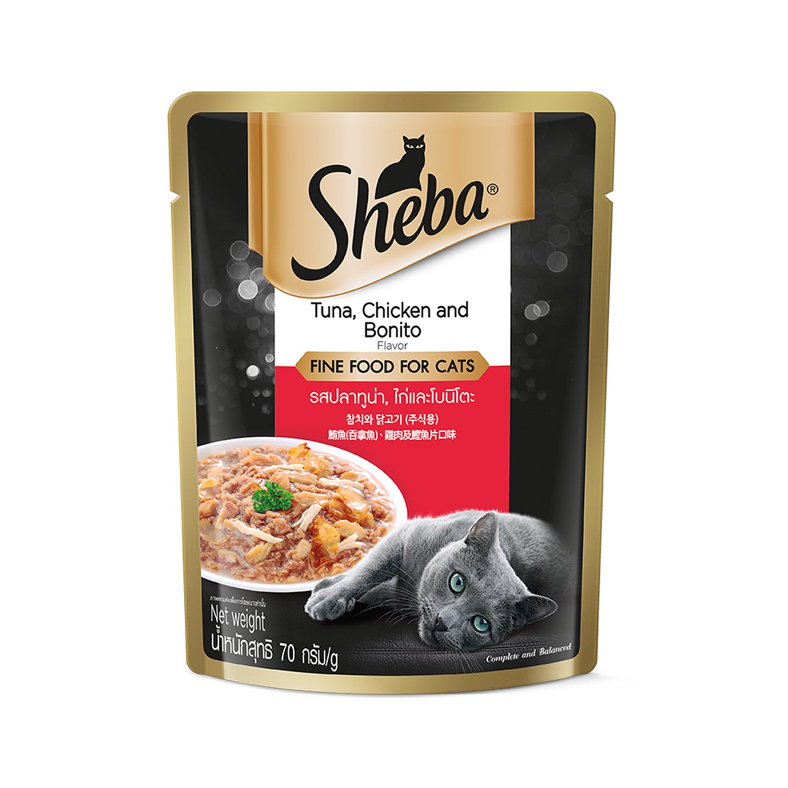 Sheba Pouch Tuna And Chicken With Bonito Flake Flavour Wet Cat Food 70g