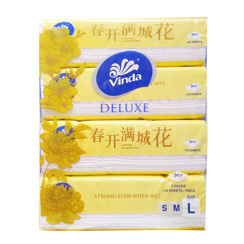 Vinda Deluxe 3ply Facial Tissues Soft Pack 110pcs x 4