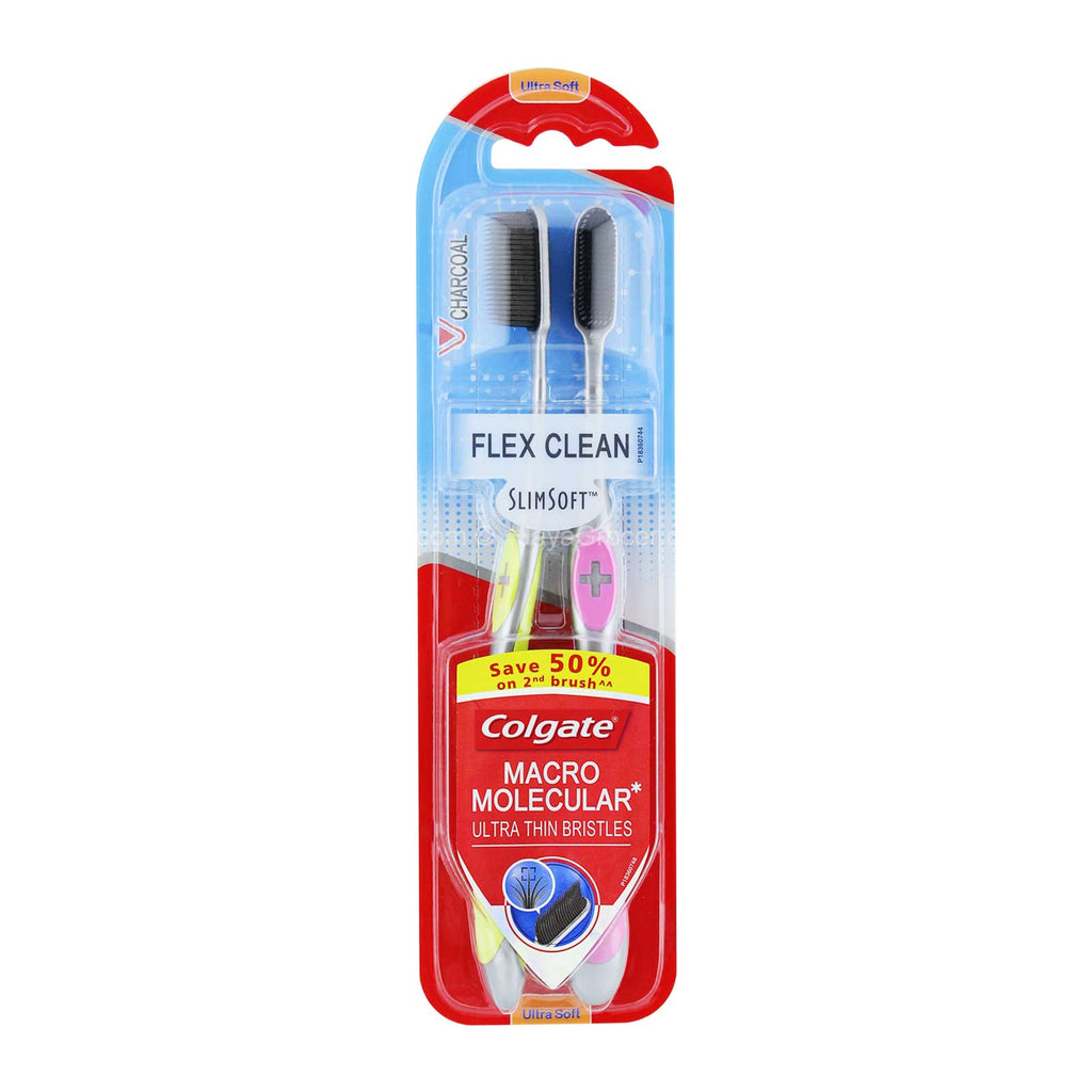 Colgate Slim Soft Flex Clean Charcoal Toothbrush 2pcs/pack