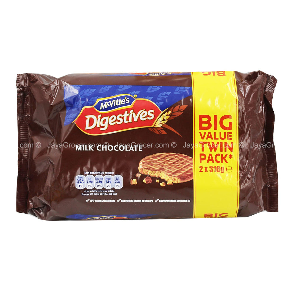 McVities Digestives Milk Chocolate (Twin Pack) 316g x 2