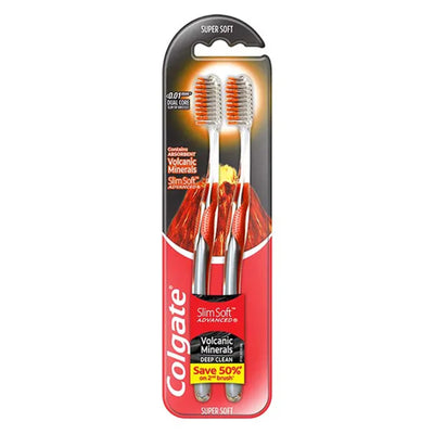 Colgate SlimSoft Advanced Volcanic Toothbrush 2pcs/pack