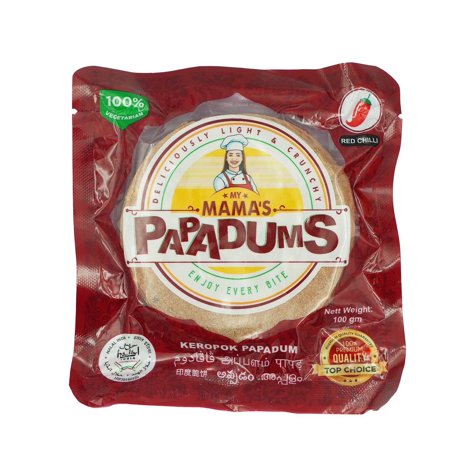 Mama's Red Chilly Papadums 100g