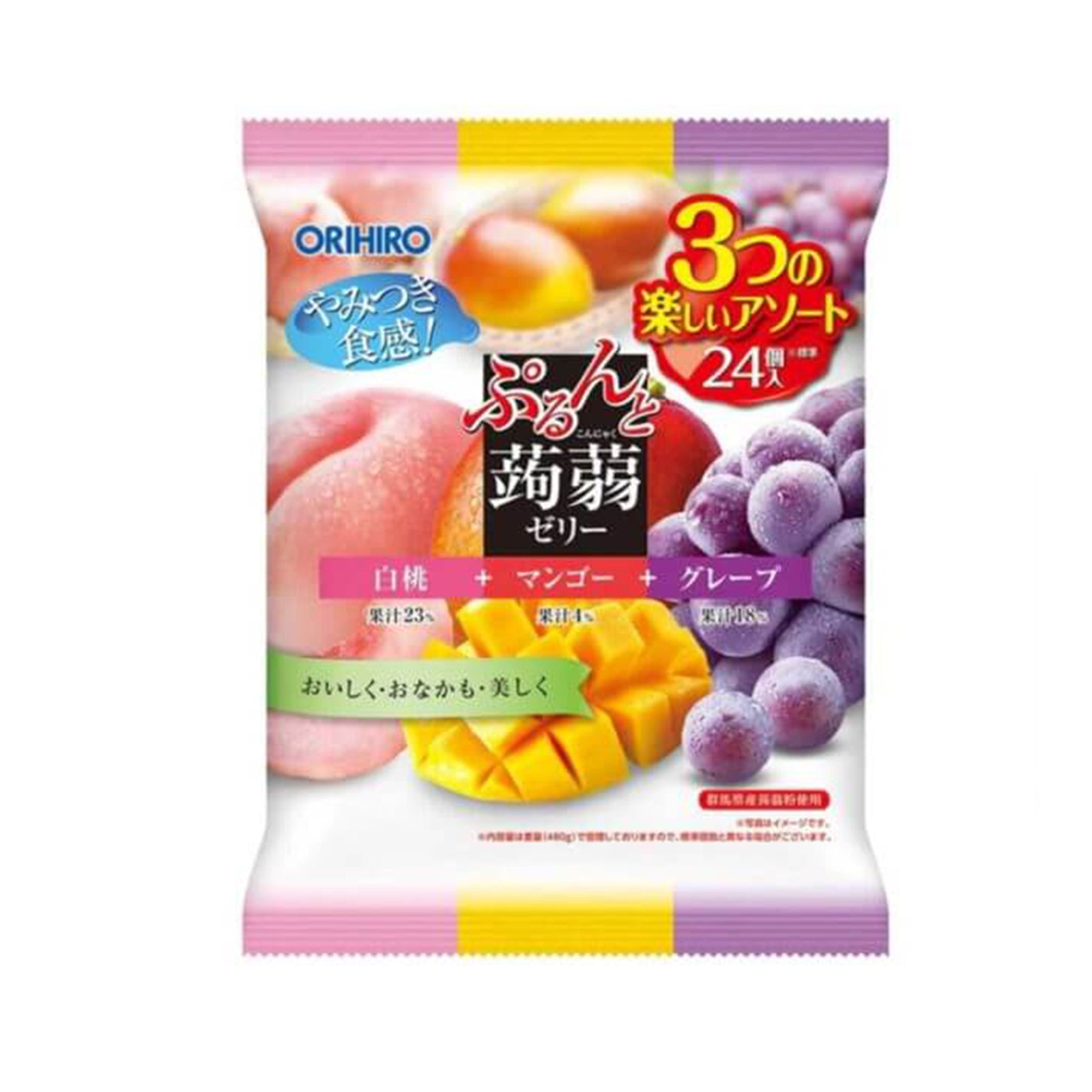 Orihiro Pouch Konjak Jelly Grape, Peach and Mango 20g x 24