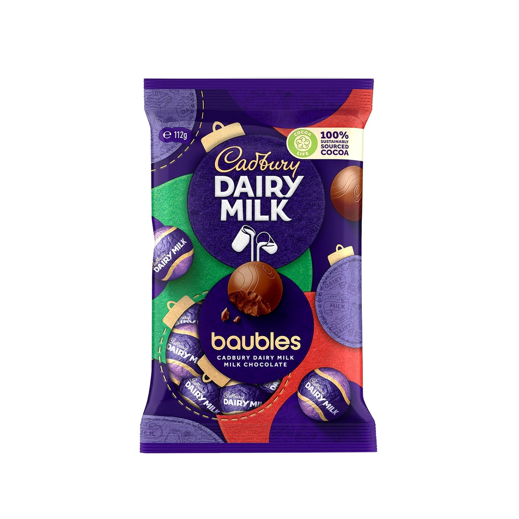 Cadbury Dairy Milk Chocolate Christmas Baubles Bag 112g