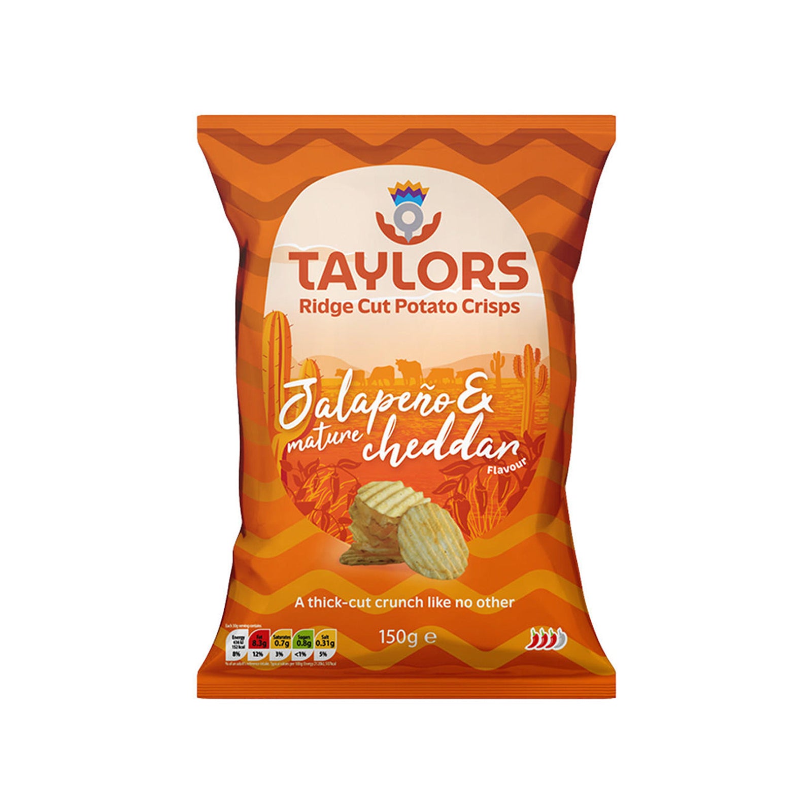 Taylors Jalapeno and Mature Cheddar Ridge Potato Chips 150g