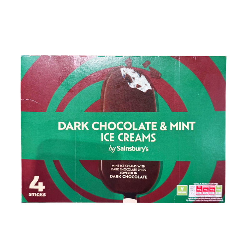 Sainsbury's Dark Chocolate and Mint Indulgence Ice Cream Sticks 110ml x 4