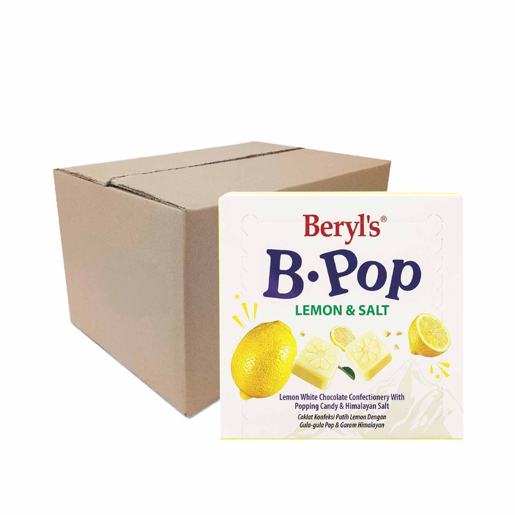 Beryls B.Pop Lemon White Chocolate with Popping Candy and Himalayan Salt 50g