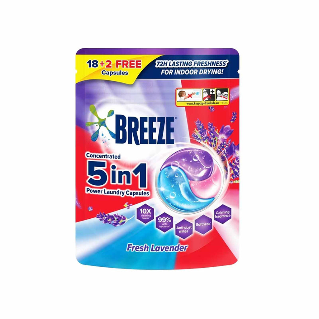 Breeze Lavender Laundry Capsules (Pouch) 210g x 18