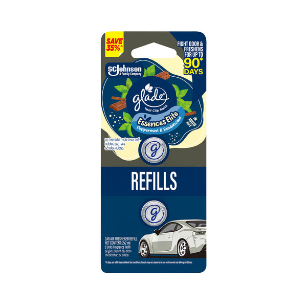 Glade Vent Clip Peppermint and Sandalwood Refill 2ml x 2