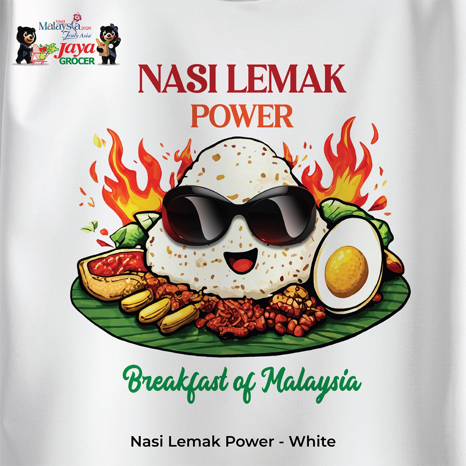 JS Apparel - Nasi Lemak Power (White-XL)