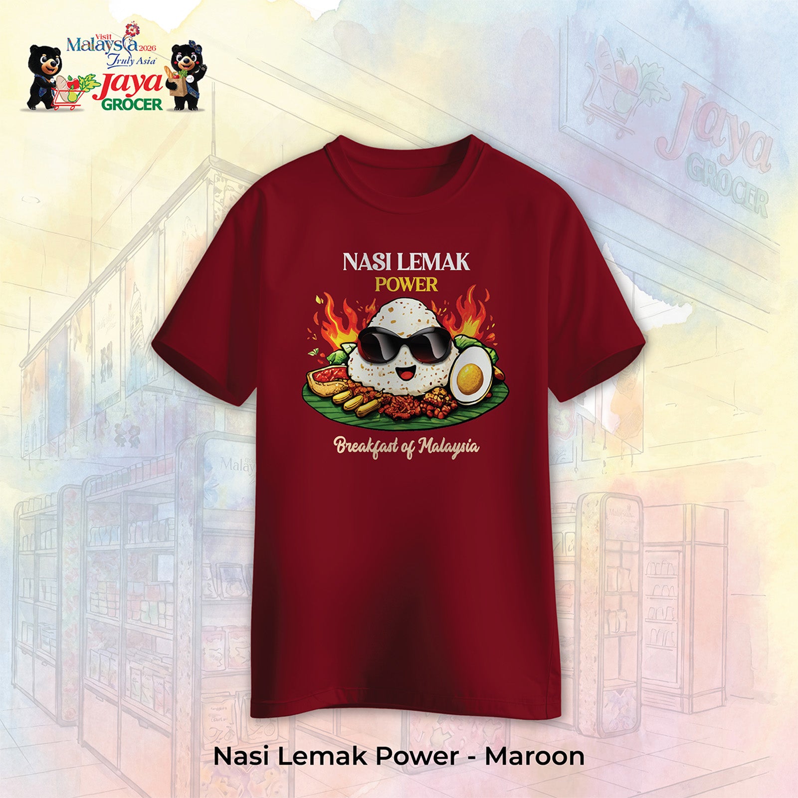JS Apparel - Nasi Lemak Power (Maroon-L)