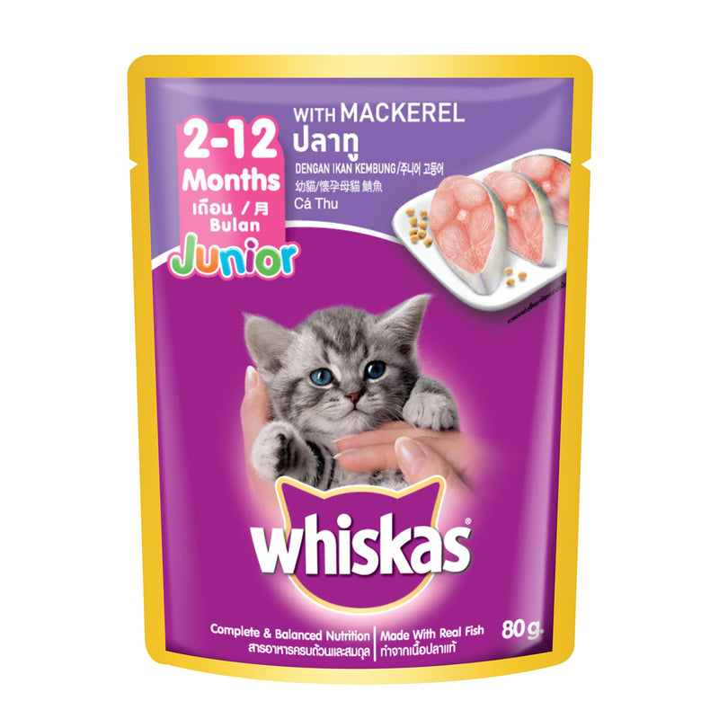 Whiskas Pouch Real Fish Kitten Mackerel 80g