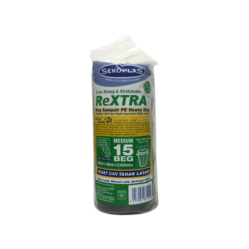 Sekoplas ReXTRA HDPE Garbage Bag (Medium) 68x90cm 15pcs/pack