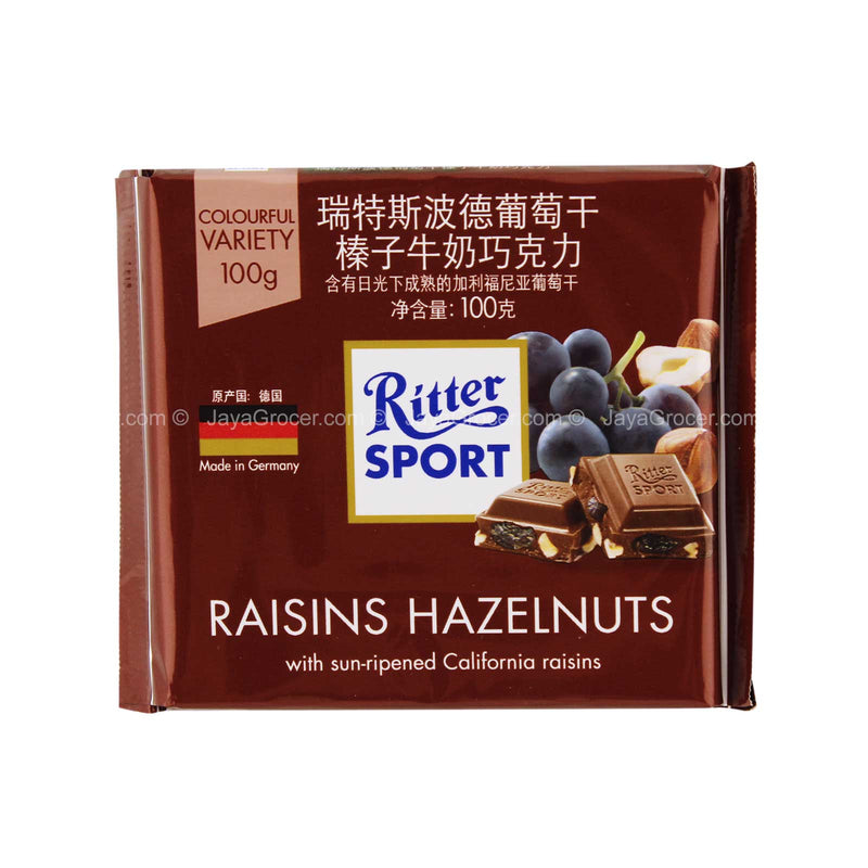 Ritter Sport Raisins and Hazelnuts Chocolate Bar 100g