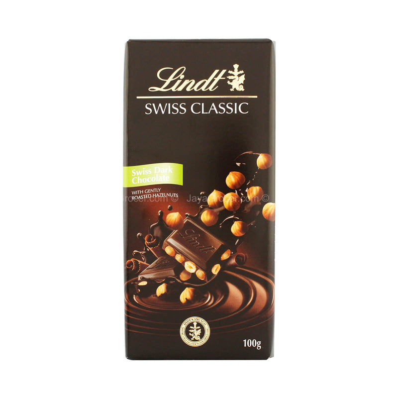 Lindt Swiss Classic Dark Chocolate Bar with Roasted Hazelnuts 100g