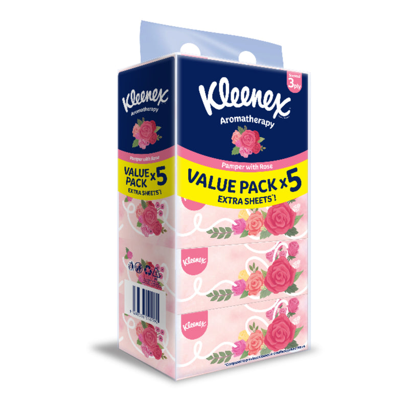 Kleenex Scented Rose Facial Tissues Box 3Ply 80pcs x 5